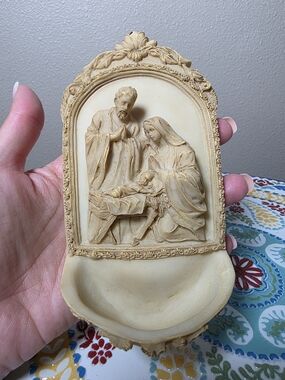 Ivory Holy Family Nativity Holy Water Font